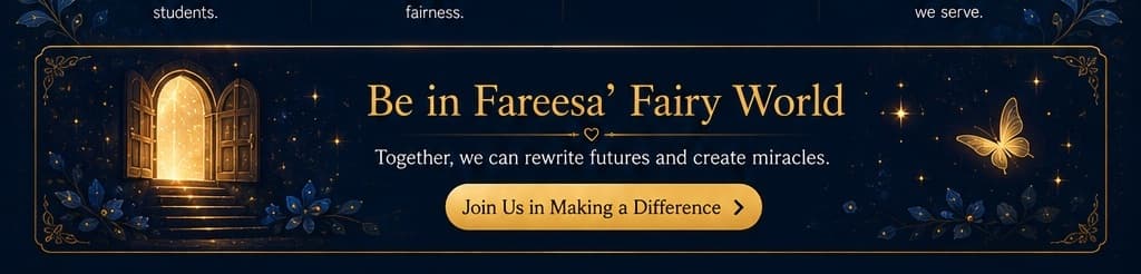 Approved Be in Fareesa’s Fairy World artwork with a glowing doorway and butterflies